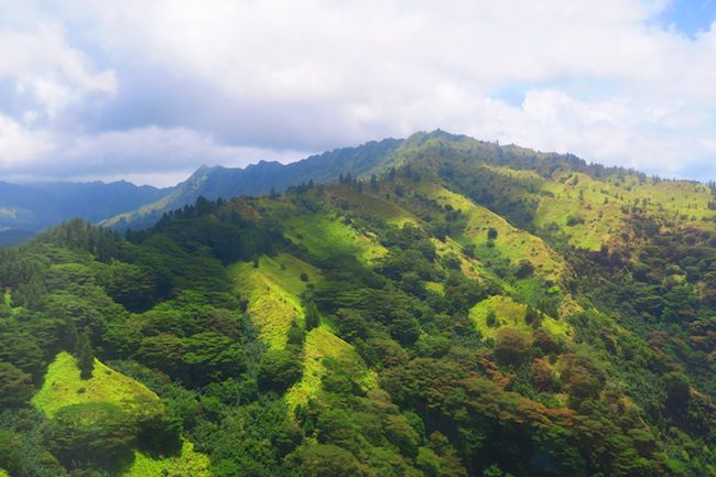 Aerial View Hiva Oa Marquesas Islands French Polynesia airport approach 2