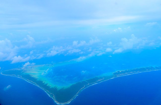 Aerial view of atoll in Tuamotu French Polynesia