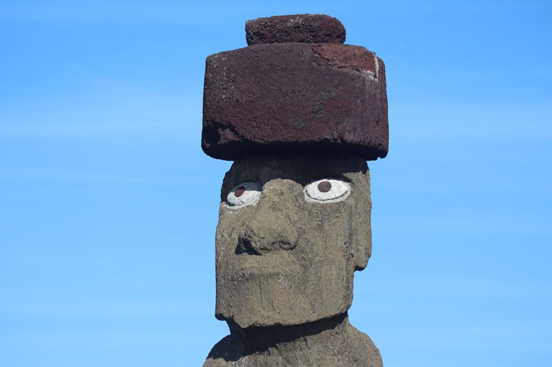 Ahu Ko Te Riku - fully restored moai - Ahu Tahai - Easter Island - face closeup