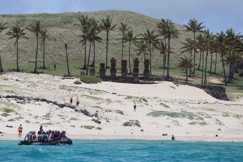 Ahu Nau Nau from Anakena Beach