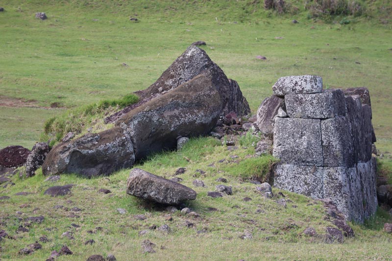 Ahu Vinapu - toppled moai statues - Easter Island