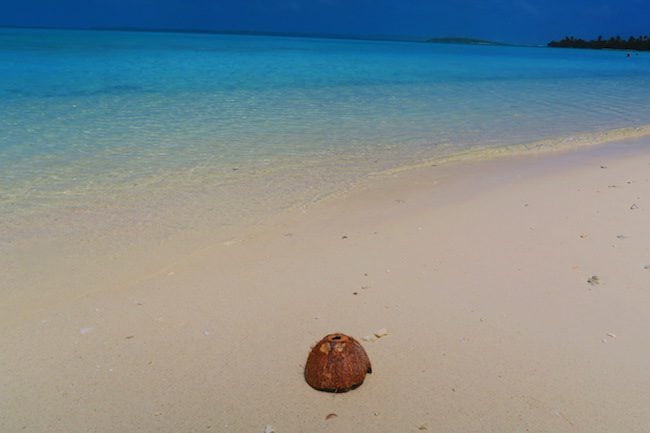 Akaiami Island Aitutaki Lagoon Cook Islands coconut shell