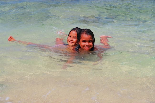 Anaho Bay local kids Nuku Hiva Marquesas Islands French Polynesia