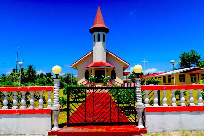 Avatoru Village Rangiroa French Polynesia church