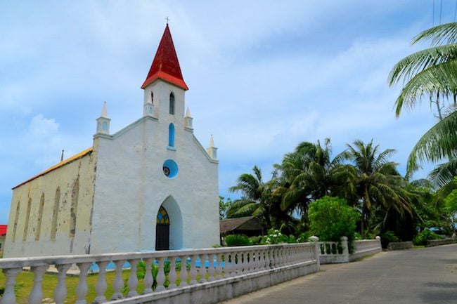 Church in Tiputa Village Rangiroa French Polynesia