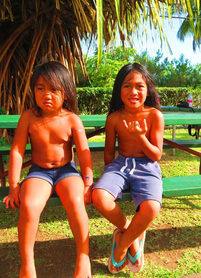 Exotic Native Hawaiian children in Molokai Hawaii