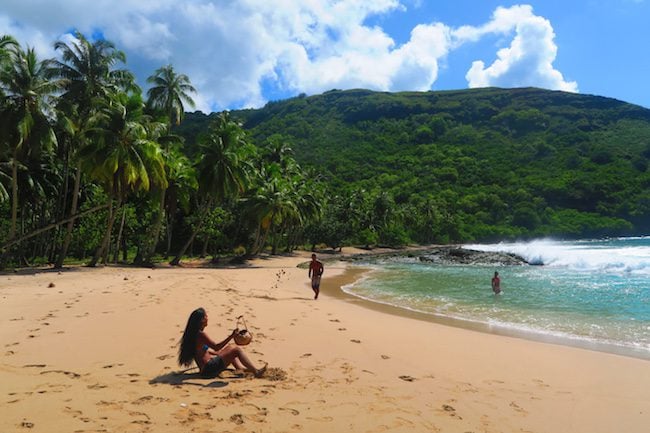 Hanatekuua Bay Hike Hiva Oa Marquesas Islands French Polynesia locals on beach