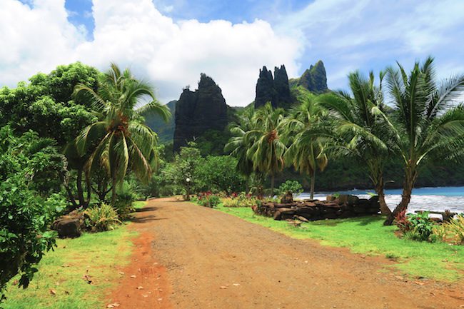 Hatiheu village road Nuku Hiva Marquesas Islands French Polynesia