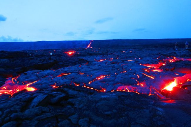 Kilauea lava viewing area at night - Hawaii Volcanoes National Park Big Island