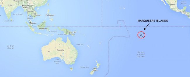 Marquesas Islands global position map