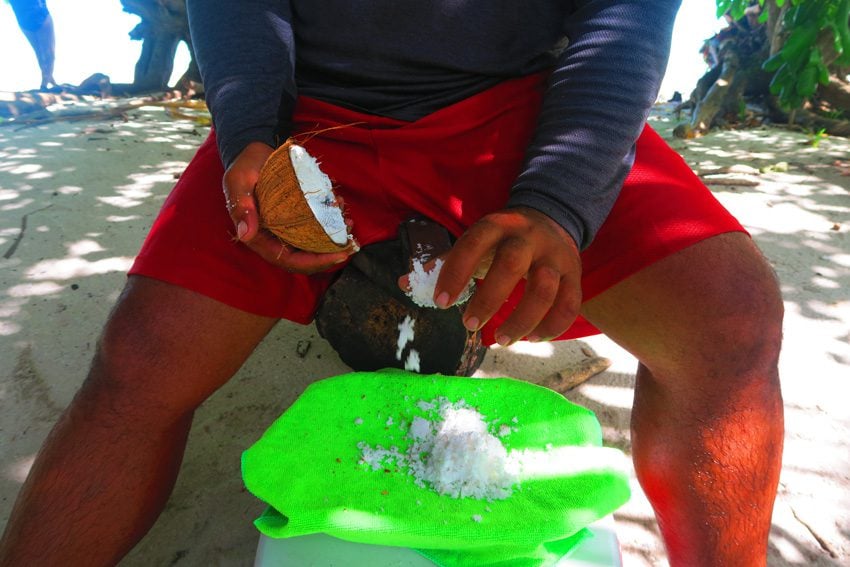 Maupiti - French Polynesia - Making Coconut Cream - Sammy Maupiti Tour