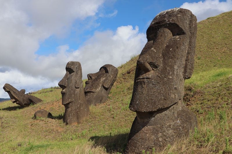 Moai statues in - Easter Island - Rano Raraku quarry