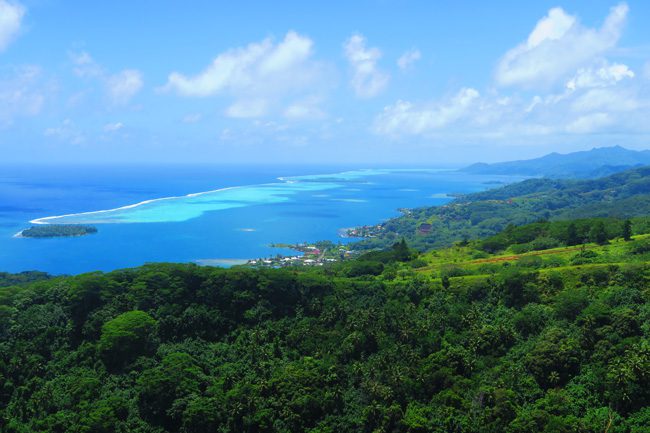 Mount Tapioi hike panoramic view of Raiatea Island French Polynesia