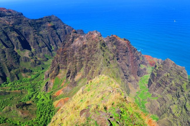 Na Pali Cliffs from Awa'awapuhi Hiking Trail - Kauai, Hawaii
