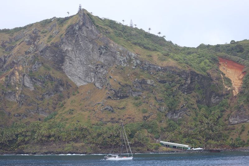 Pitcairn Island landing area from boat