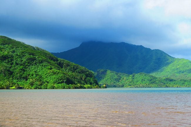 Raiatea Island French Polynesia mountain and bay