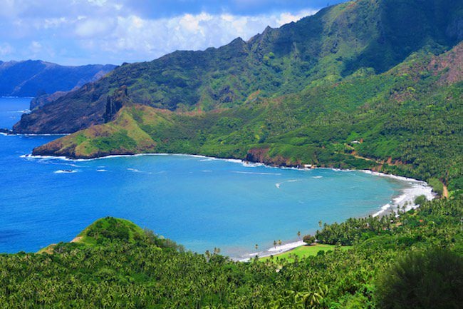 Road trip Hiva Oa Marquesas Islands French Polynesia Eiaone Bay clsoeup