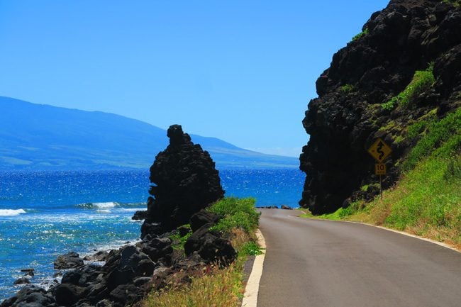 Scenic coastal road in Molokai Hawaii