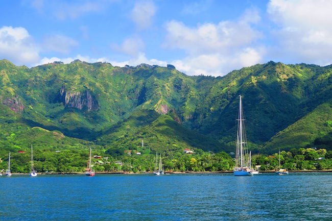 Taiohae Village bay view Nuku Hiva Marquesas Islands French Polynesia