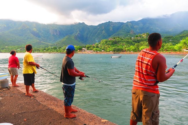 Taiohae village fishermen Nuku Hiva Marquesas Islands French Polynesia