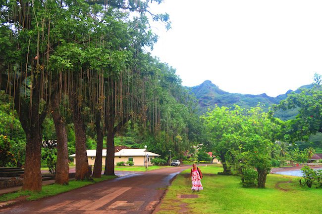 Taiohae village main road Nuku Hiva Marquesas Islands French Polynesia