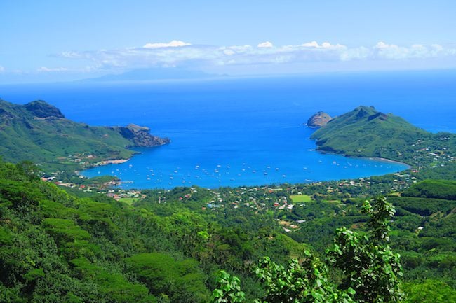 Taiohae village panoramic view Nuku Hiva Marquesas Islands French Polynesia