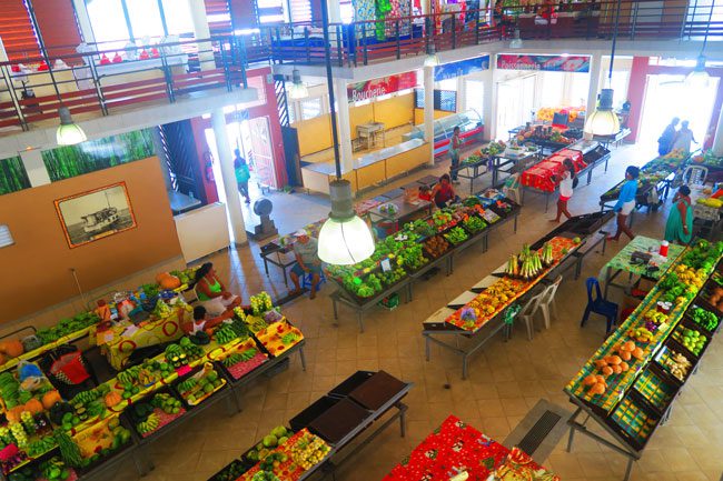 Uturoa market Raiatea Island French Polynesia view from top floor