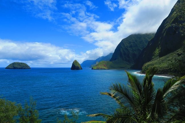 View of Pali Cliffs from Kalaupapa - Molokai Hawaii