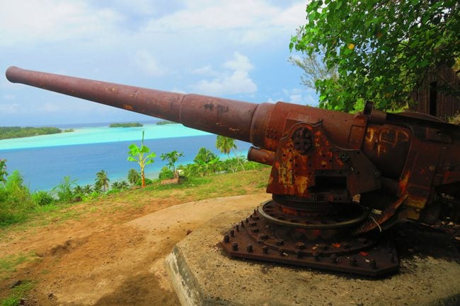 WWII guns in bora bora french polynesia