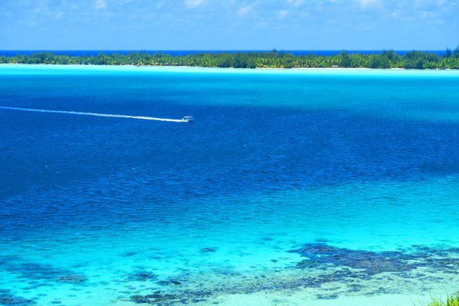 boat in lagoon bora bora french polynesia