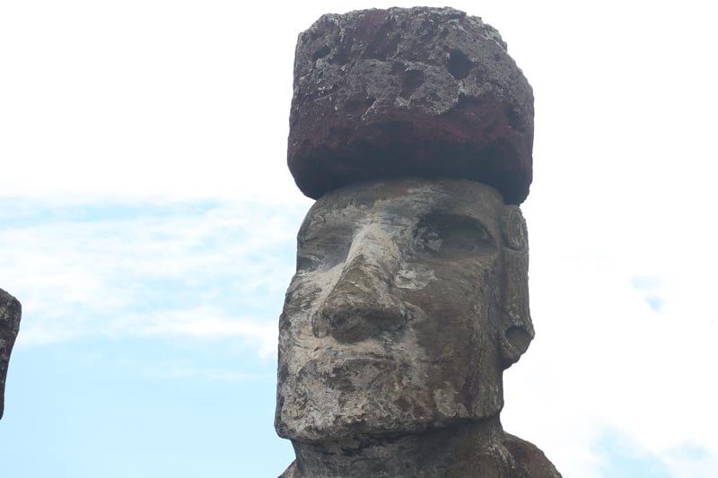 closeup of moai statue face - Ahu Tongariki - Easter Island