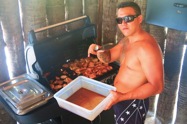 lagoon tour bora bora french polynesia preparing bbq