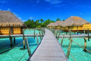 overwater bungalows deck at le tahaa luxury resort french polynesia
