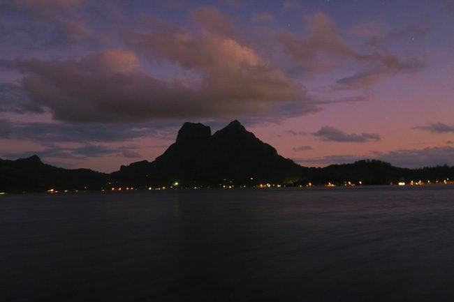 sunset over bora bora french polynesia