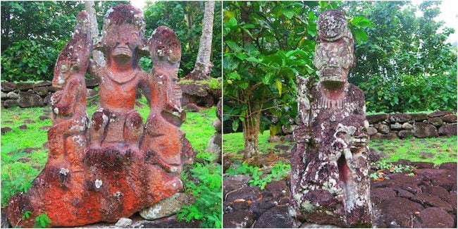 tiki statues archeological site Nuku Hiva Marquesas Islands French Polynesia