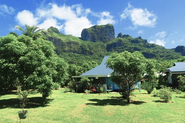 typical house in bora bora french polynesia