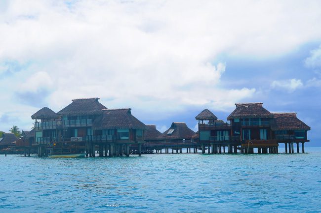 view of st regis bungallows in bora bora french polynesia