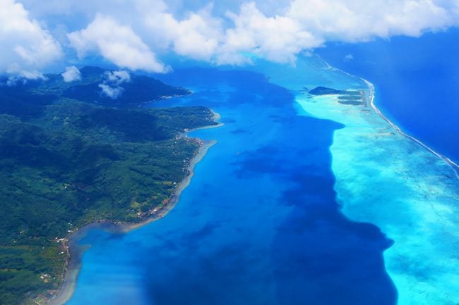 view of tahaa island from the air tahaa french polynesia