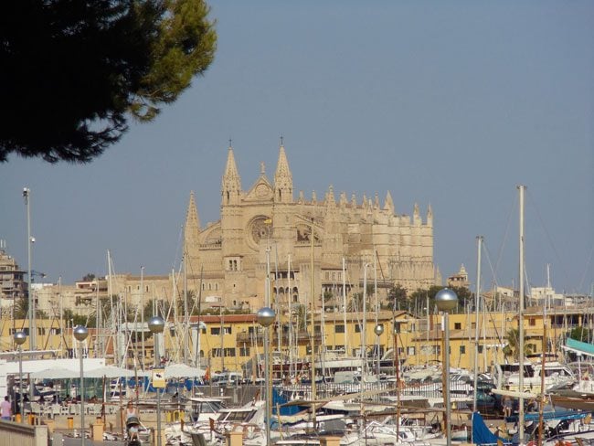 Palma cathedral from marina Mallorca