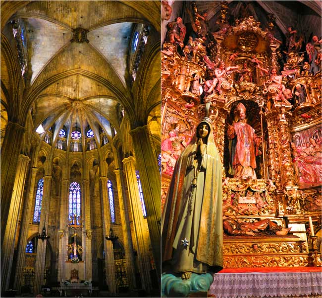 Barcelona Cathedral interior altar and woodwork