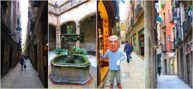 Narrow alleys Old Gothic Quarter Barcelona