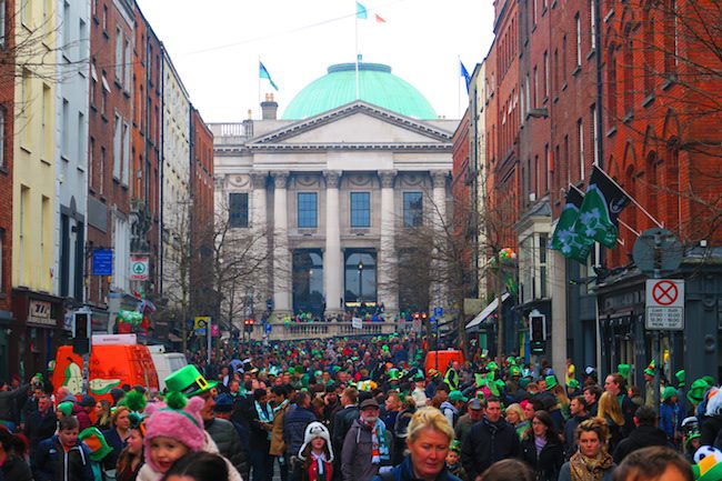 Dublin city center after st patricks days parade