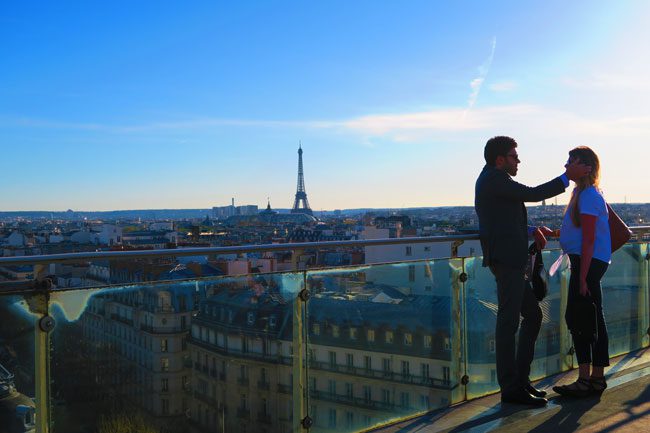 Lovers in Paris with a view