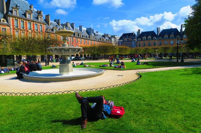 Relaxing at Place de Vosges Paris