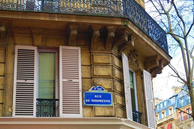 Rue Miromesnil Paris street sign