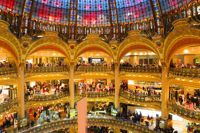 Gallery Lafayette Paris - rainy day in Paris