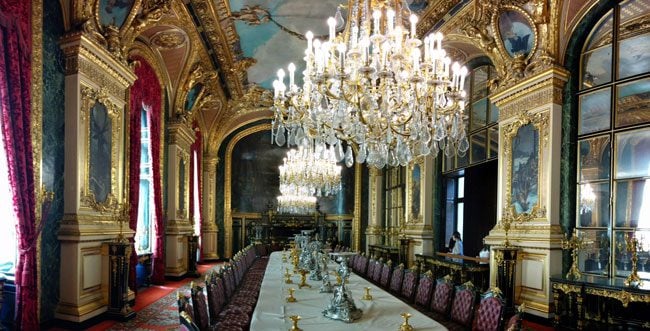 Louvre Musum Napoleon Chambers dining room panoramic view