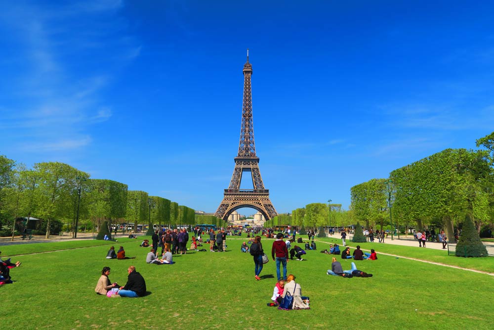 View of Eiffel Tower from Champ de Mars Paris Cover