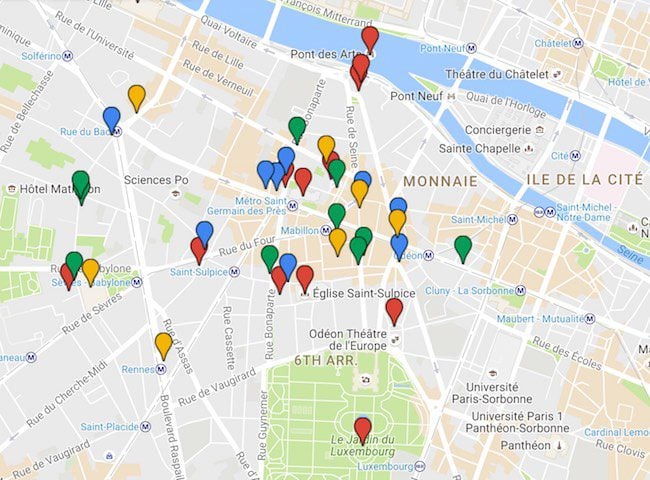 Saint Germain Itinerary Map - Paris