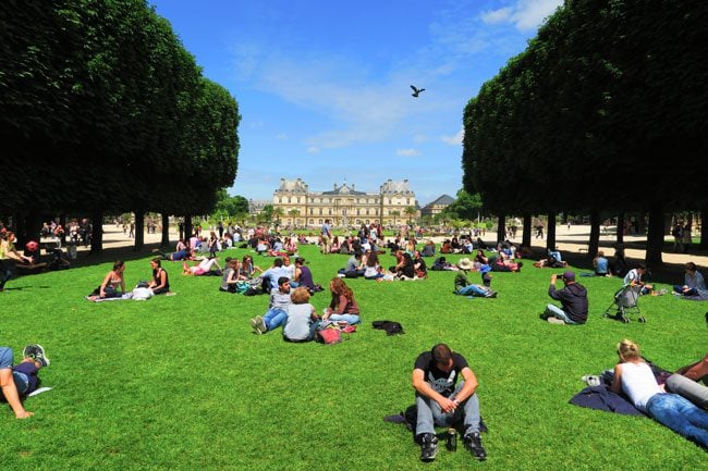 Chiiling on the Luxembourg Gardens lawn